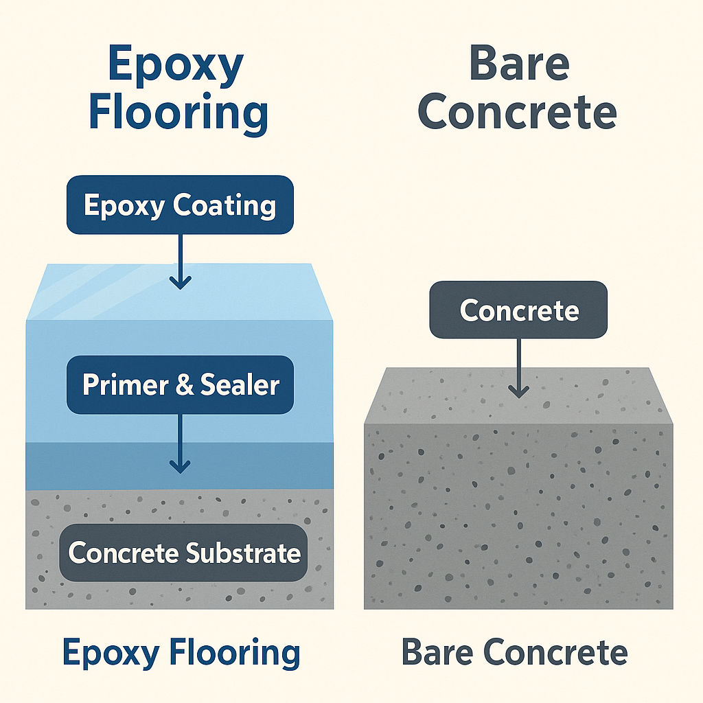  infographic showing epoxy layers vs bare concrete
