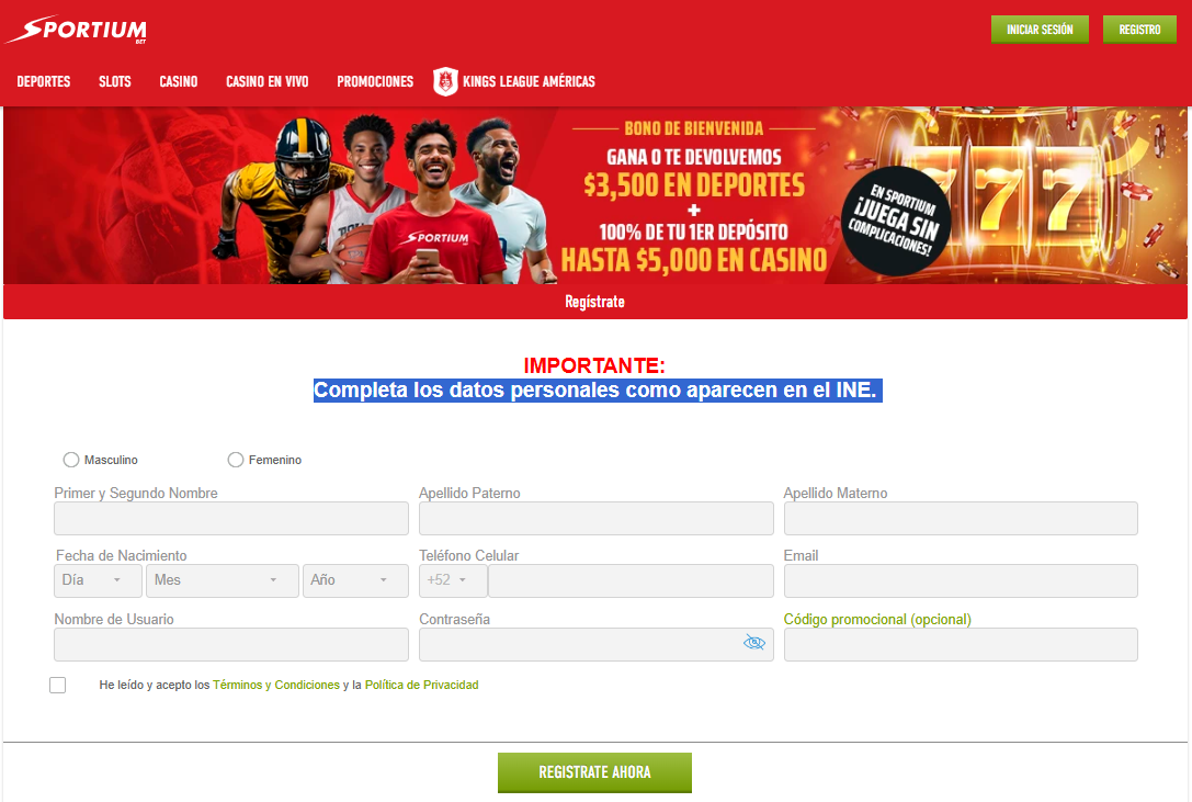 Sportiumbet registro