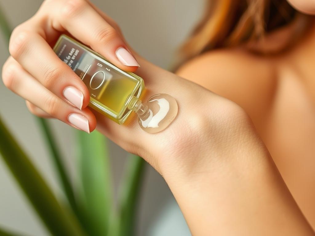 Patch testing aloe vera gel on inner wrist