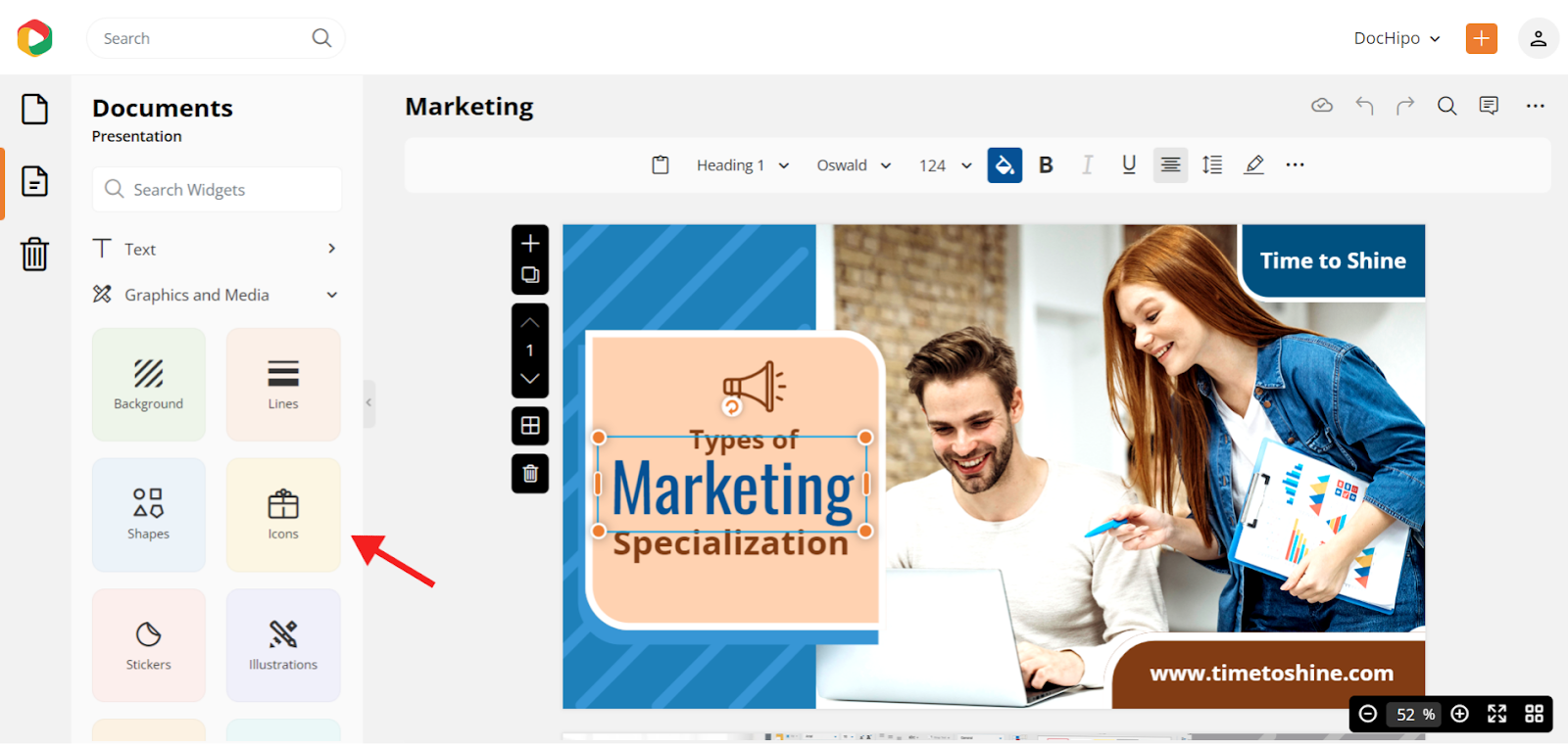 DocHipo marketing presentation template editing