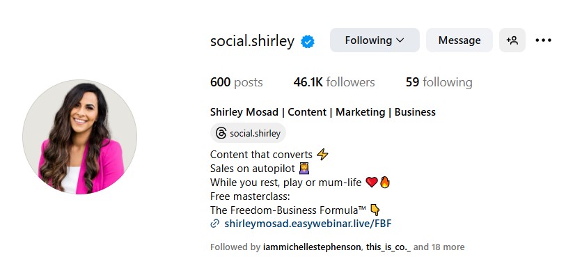 an optimized Instagram profile