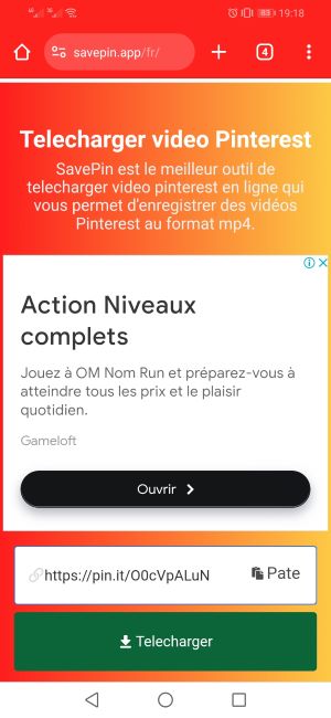 Télécharger une vidéo Pinterest sur Android