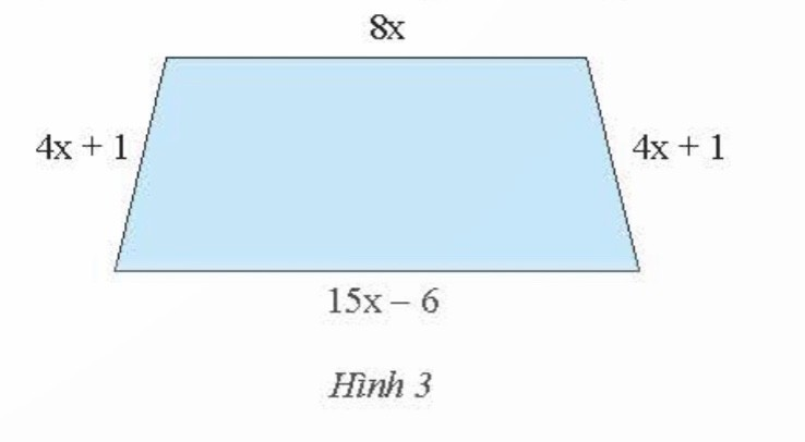 CHƯƠNG 7: BIỂU THỨC ĐẠI SỐBÀI 3: PHÉP CỘNG VÀ PHÉP TRỪ ĐA THỨC MỘT BIẾN1. ĐA THỨC MỘT BIẾN Bài 1:  Hãy lập biểu thức biểu thị tổng chu vi của hình vuông (Hình 1a) và hình chữ nhật (Hình 1b)Đáp án chuẩn:4x + 2x.(x+1)Đáp án chuẩn:Cách 1: P(x) + Q(x) = 7x3 – 8x + 12 + 6x2 – 2x3+3x – 5 = 5x3 + 6x2 +-5x + 7Cách 2:  2. PHÉP TRỪ HAI ĐA THỨC MỘT BIẾNBài 2: Hình 2 gồm một hình chữ nhật có chiều dài 4x cm, chiều rộng 2x cm và hình vuông nhỏ bên trong có cạnh x cm. Hãy lập biểu thức biểu thị diện tích của phần được tô màu vàng trong hình 2. Đáp án chuẩn:8x2-x2Thực hành 2: Cho hai đa thức P(x) = 2x3 – 9x2 + 5; Q(x) = -2x2 – 4x3 + 7x. Hãy tính P(x) – Q(x) bằng hai cách.Đáp án chuẩn:Cách 1: P(x) – Q(x) = (2x3 – 9x2 + 5)– (-2x2 – 4x3 + 7x) = 6x3 – 7x2 -7x + 5Cách 2: 3. TÍNH CHẤT CỦA PHÉP CỘNG ĐA THỨC MỘT BIẾNĐáp án chuẩn:x2+2x+3 BÀI TẬP