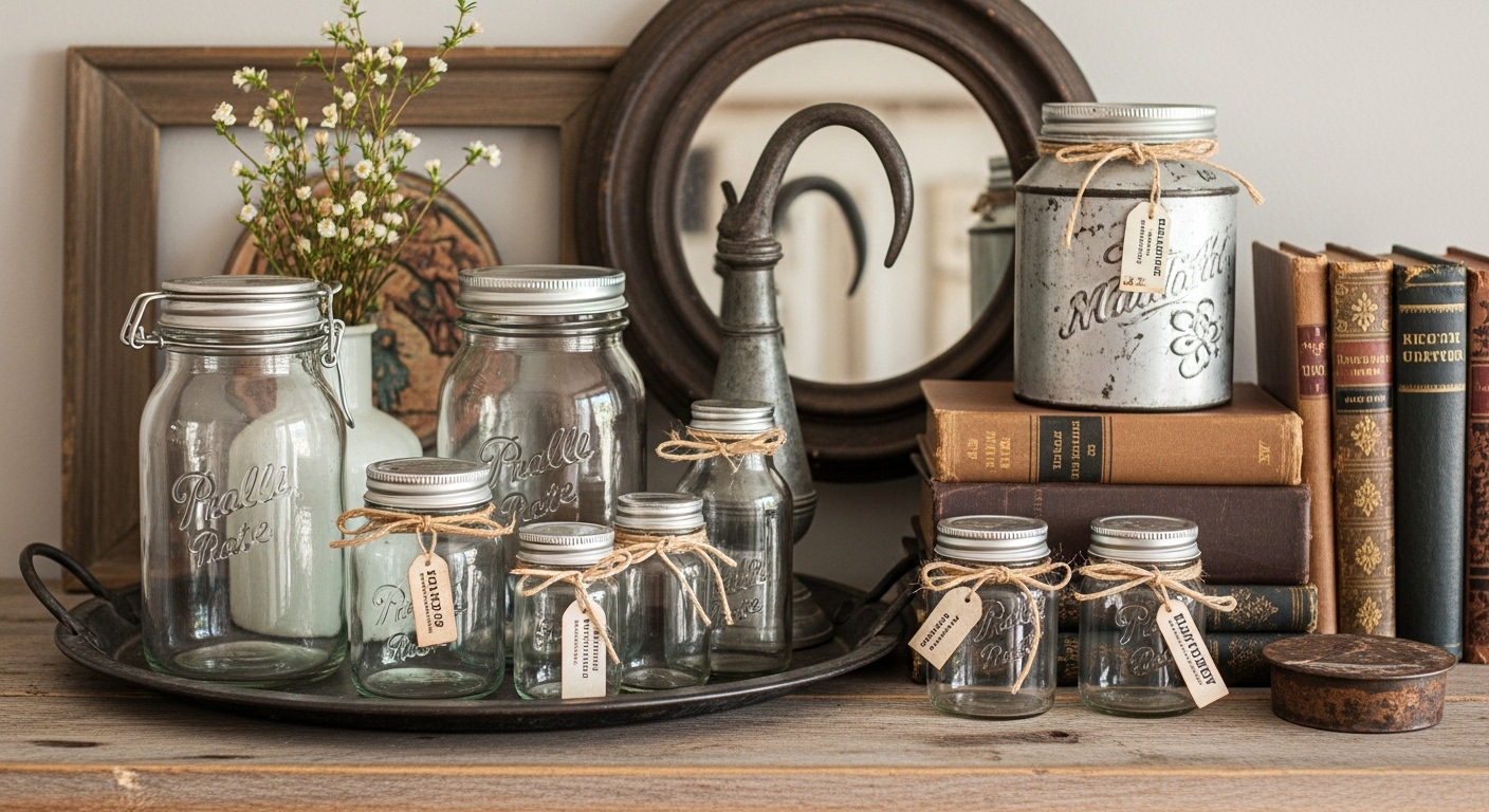 antique jars and mason jars