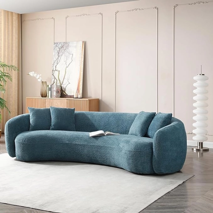 Cura 3 Seater Modern 4 Seater Boucle Curvy Sofa