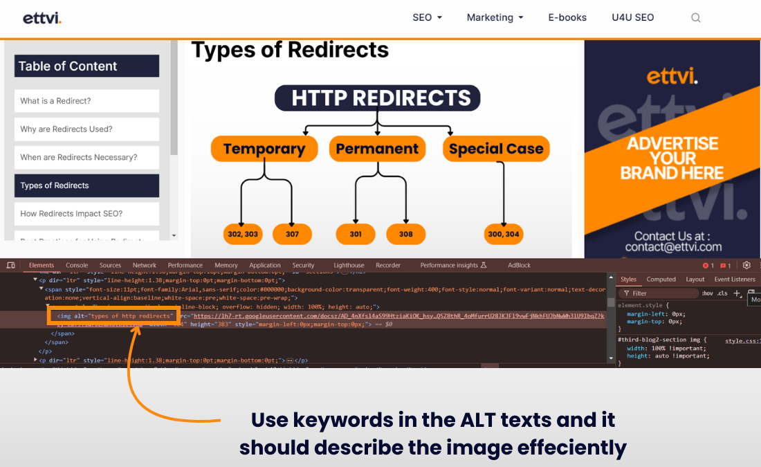 using ALT text for images example screenshot