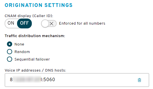 Bandwidth settings