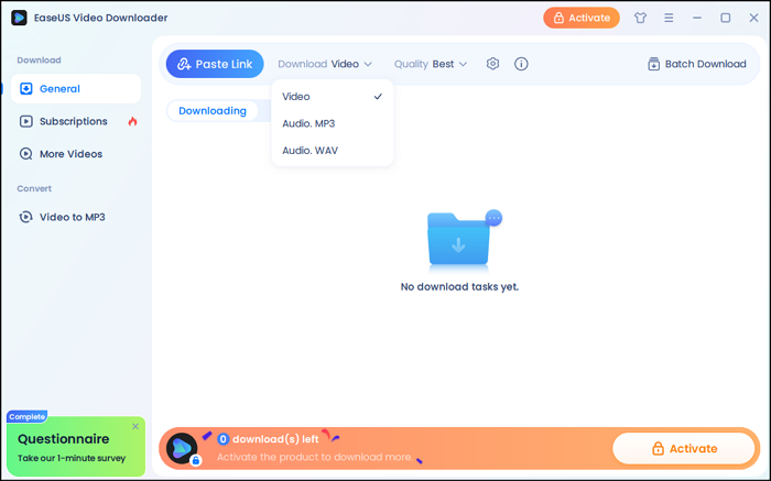 select video quality and format first