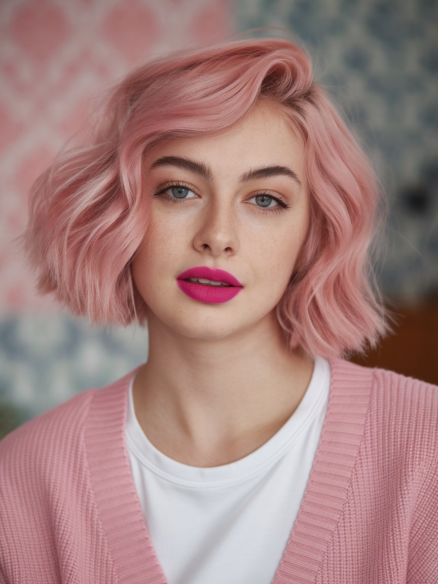 12. Wavy Pink Bob