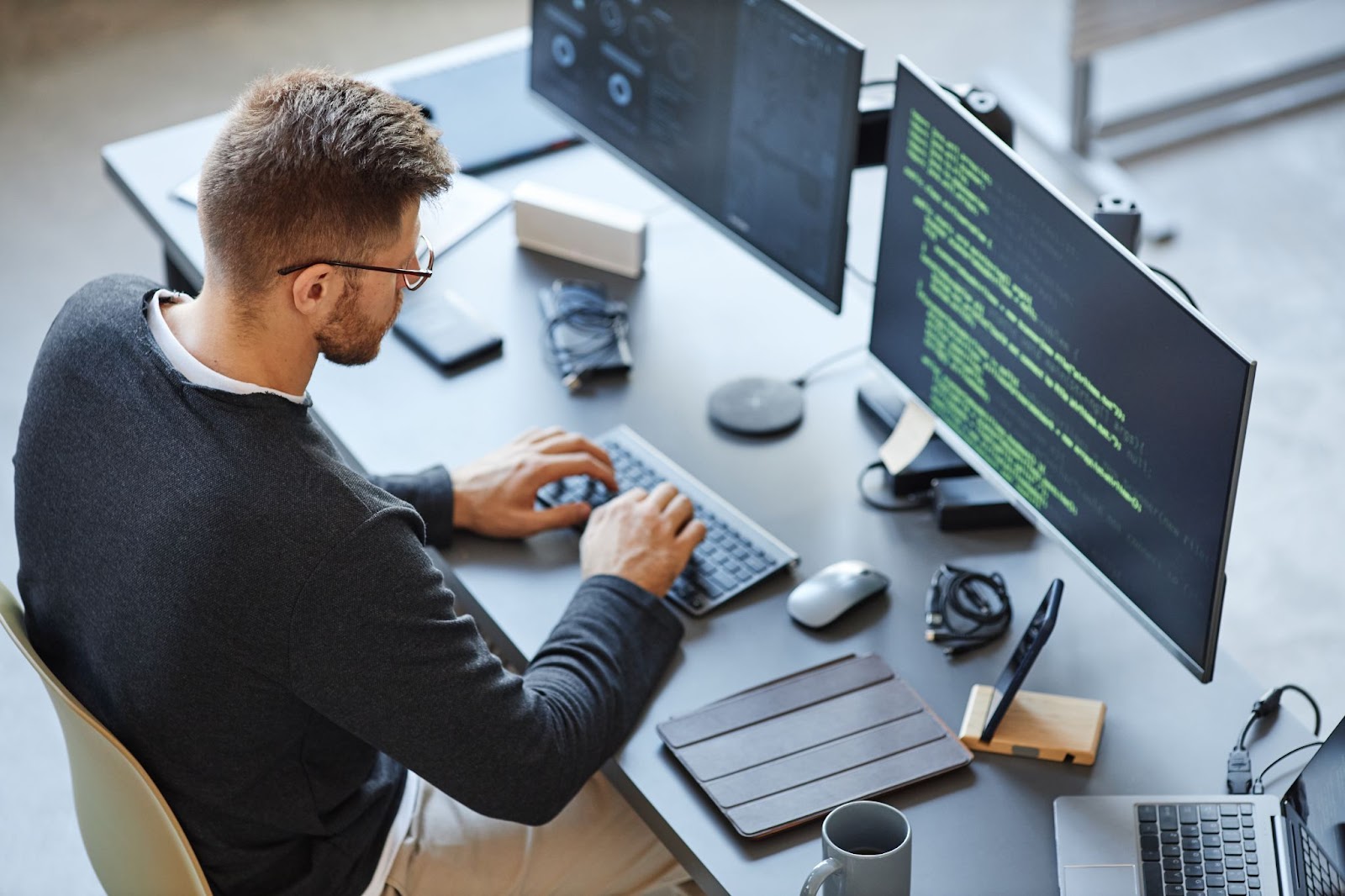 A man working on his computer.