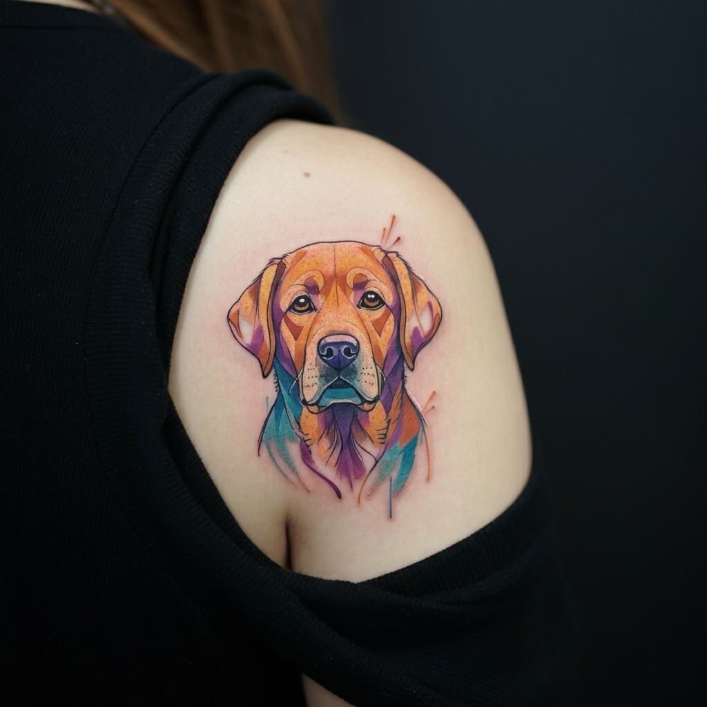 Abstract Labrador Art Tattoo