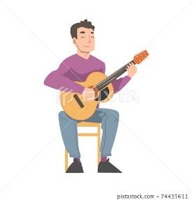 Young Man Playing Guitar and Singing Cartoon... - Stock Illustration  [74435611] - PIXTA