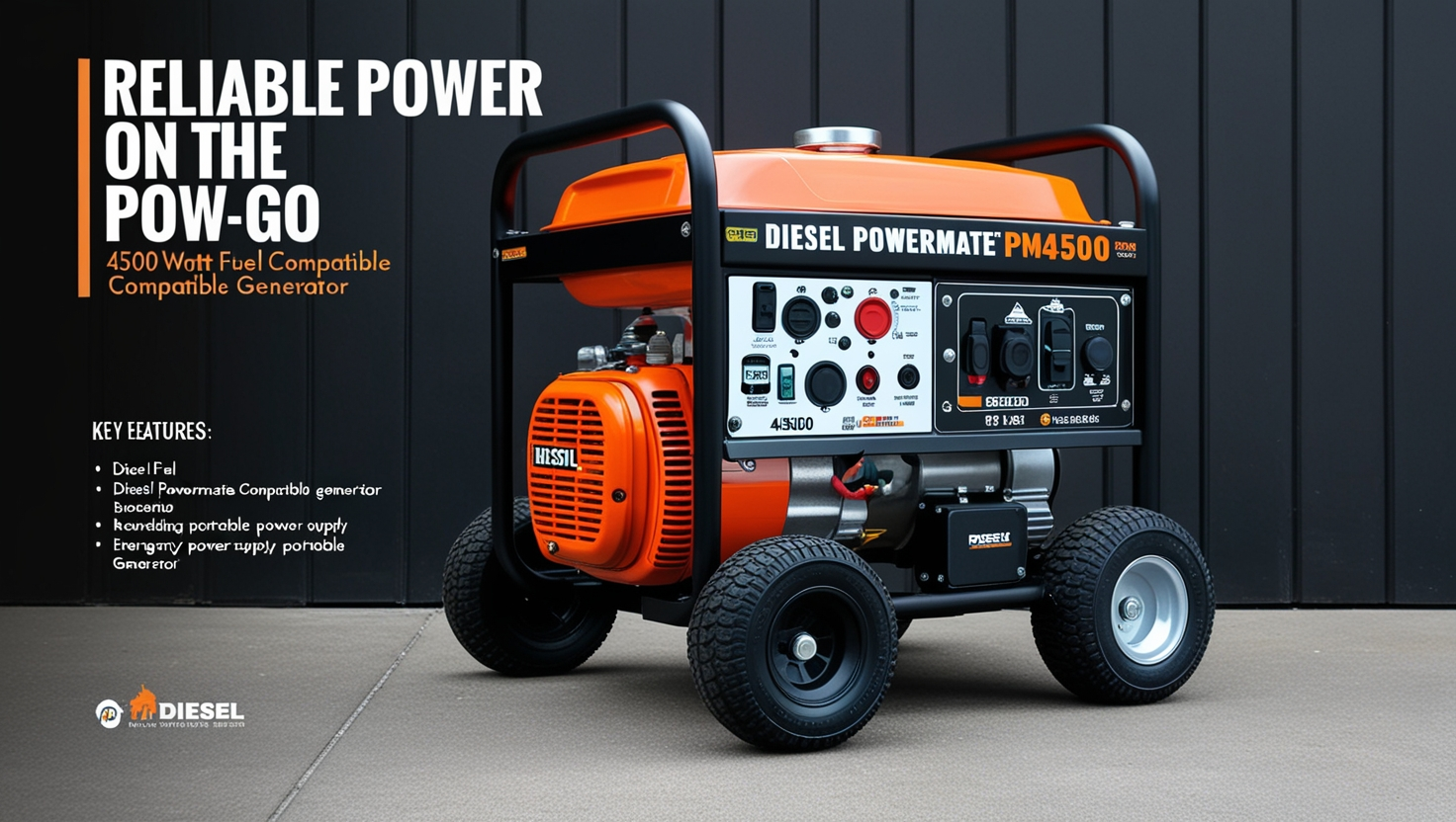  Diesel Powermate PM4500 4500 Watt Dual Fuel Compatible Portable Generator