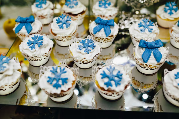 Elegant Blue and Gold Wedding Cupcakes