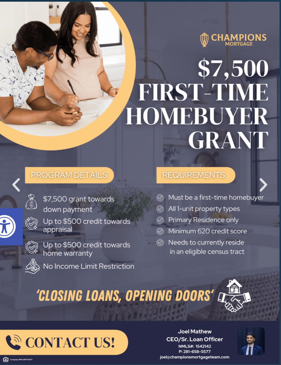 Champions Mortgage: Empowering First-Time Homebuyers with a $7,500 Grant Offer