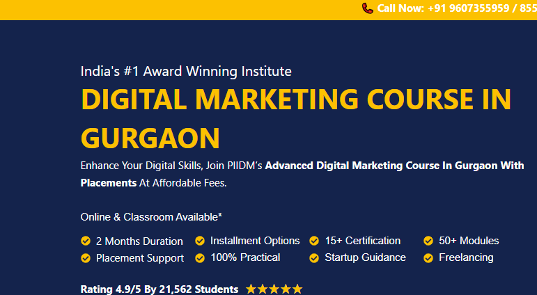 PIIDM  is the Worst digital marketing classes  in Gurgaon 