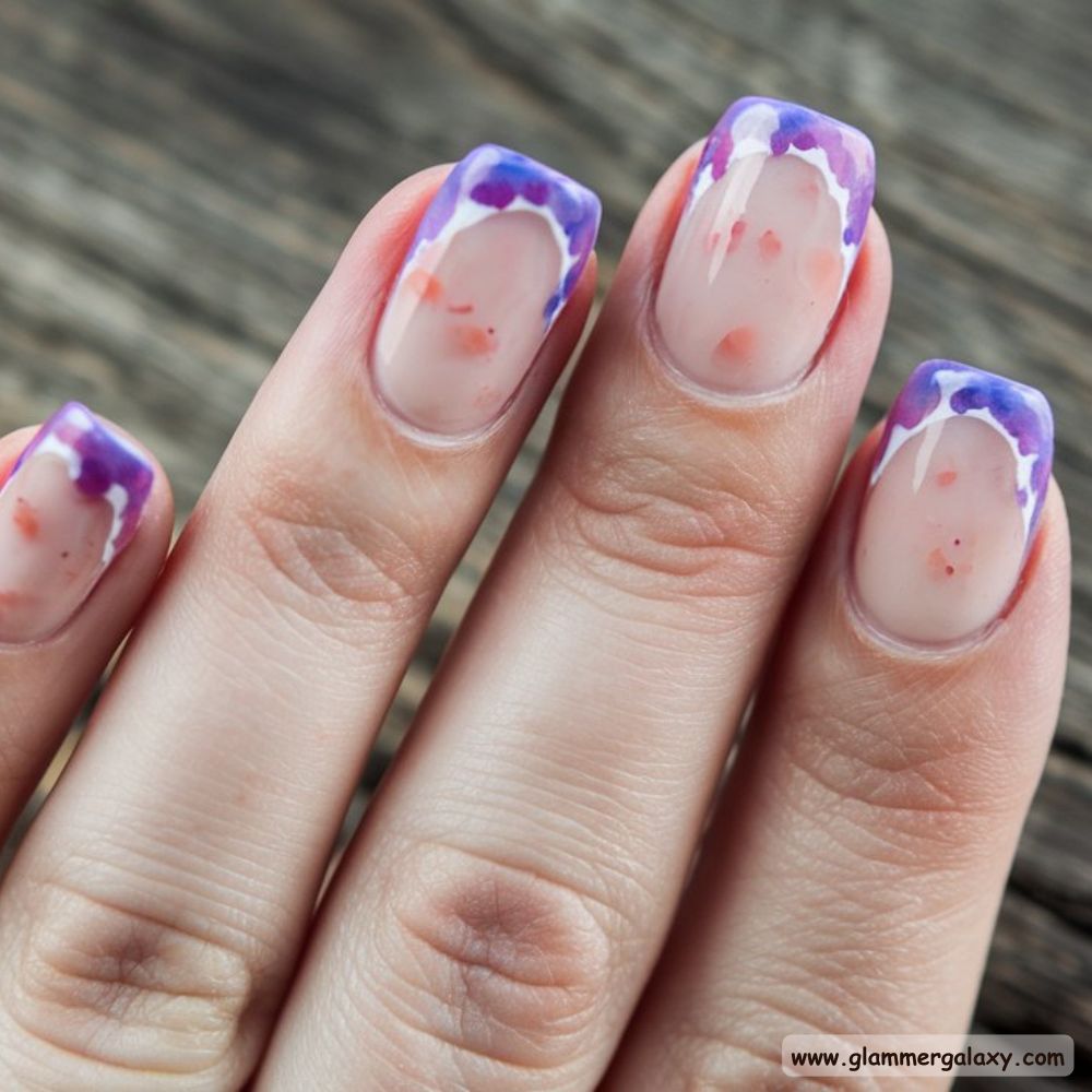 Summer French Tip Nails , Watercolor French tips