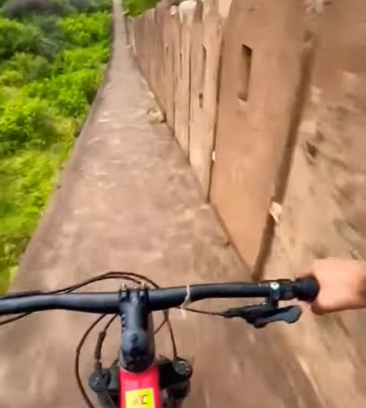 Bicycling at Nahargarh Fort Wall