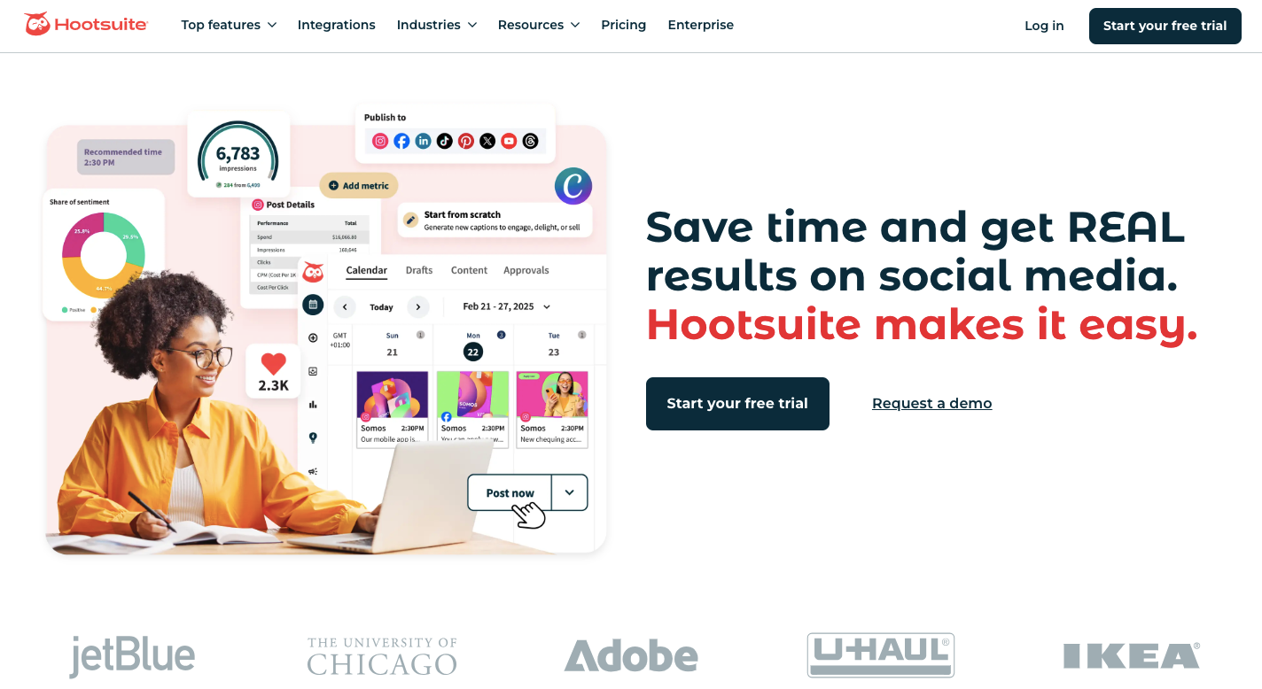 Hootsuite's homepage
