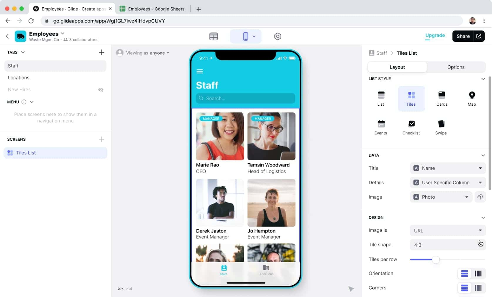 Glide features and UI