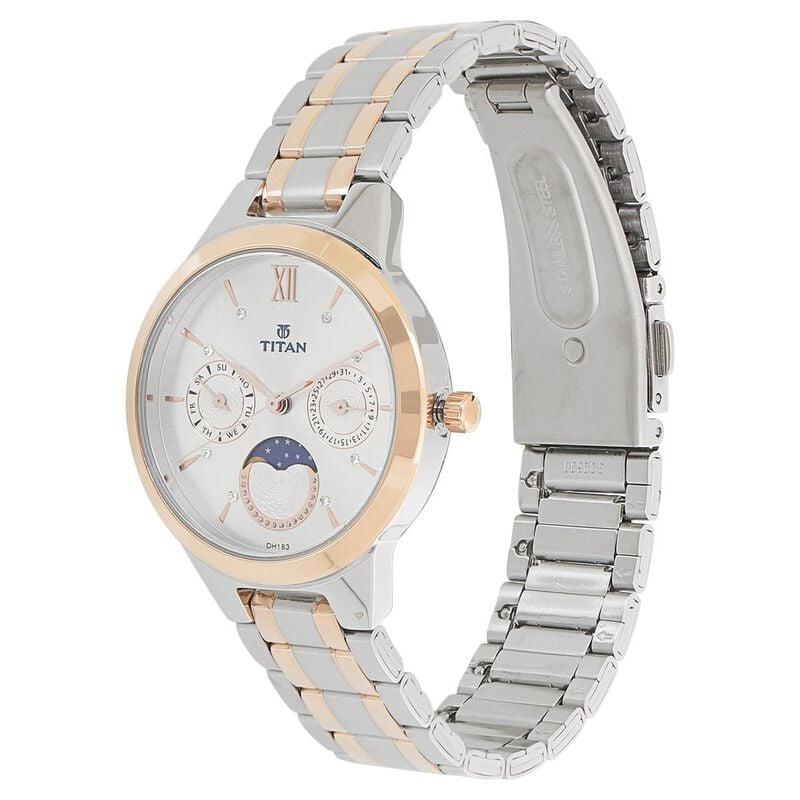 Titan Women's Elegance Moon phase Two-Tone White Dial Watch - image number 1