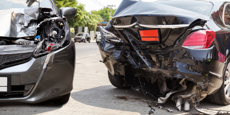 Reckless driving and car accident scene.