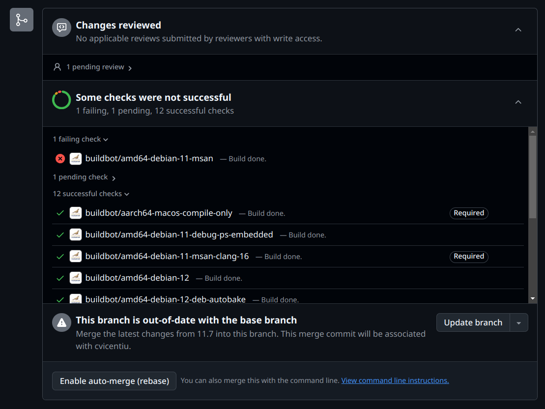 Community pull request to MariaDB Server shows status checks passing.