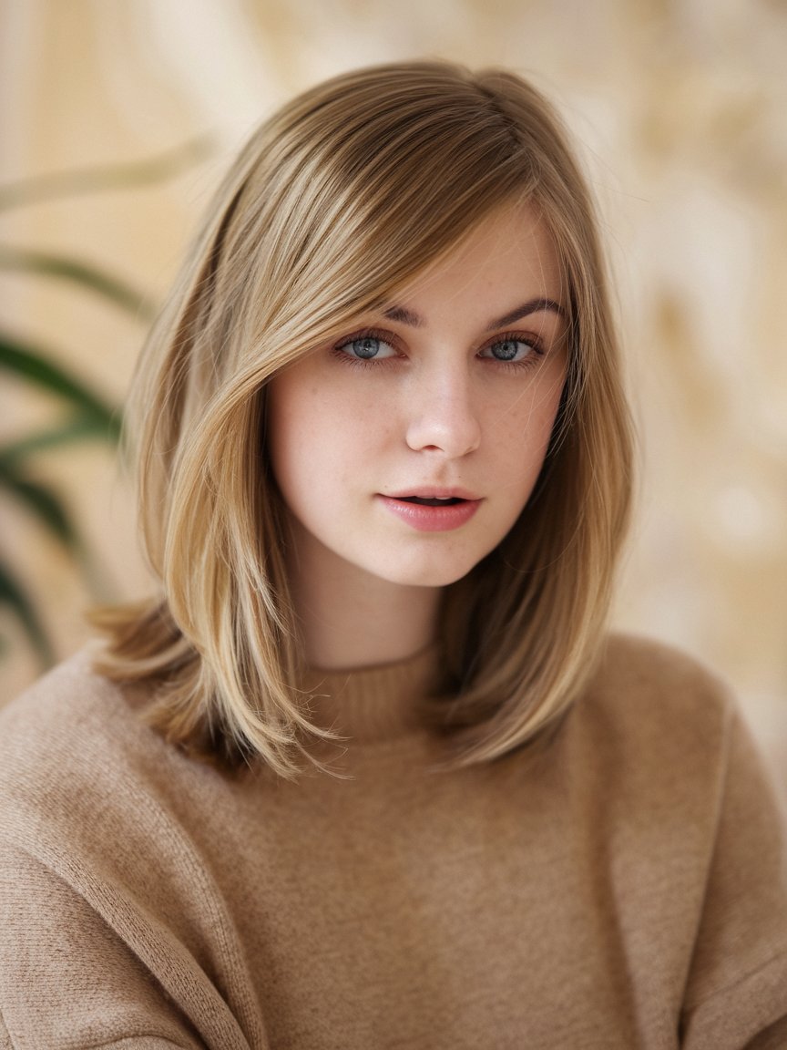 16. Classic Blonde Lob with Side-Swept Bangs