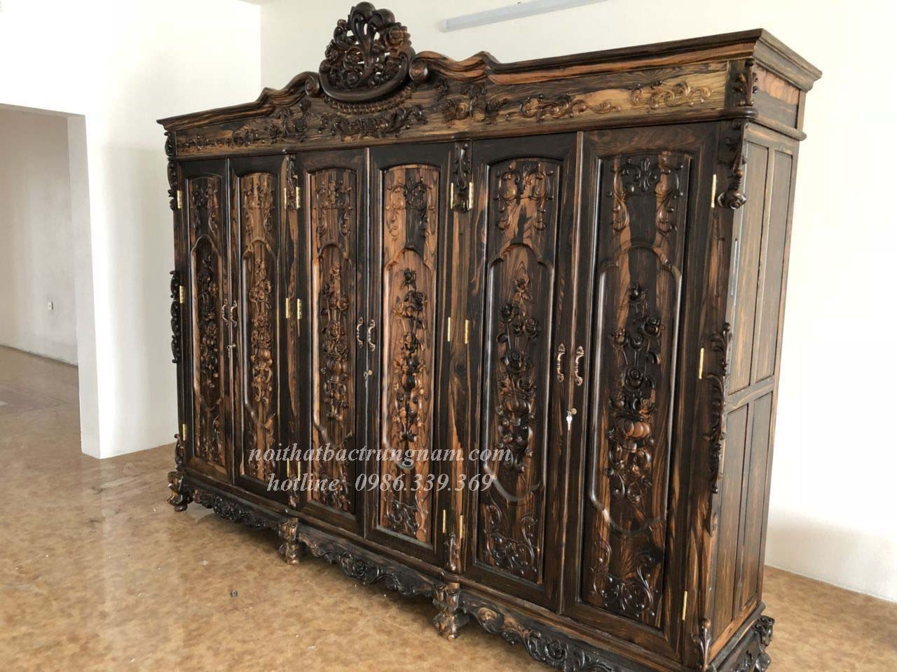 Tủ quần áo gỗ mun sọc quý hiếm đẳng cấp hoàng gia TA17