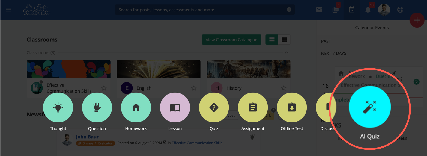 AI-Generated Quizzes in Teamie