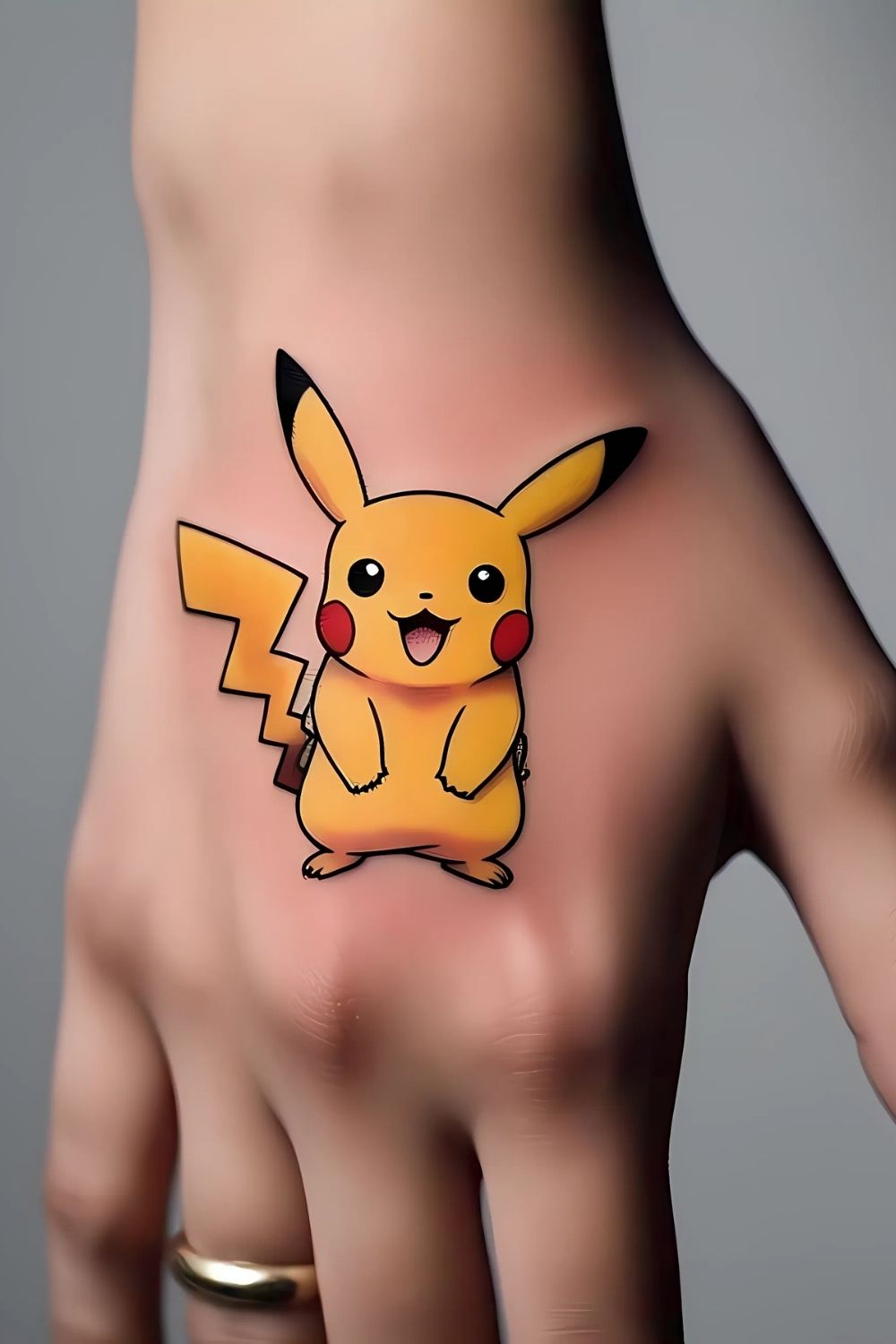 Pikachu Tattoo on Hand