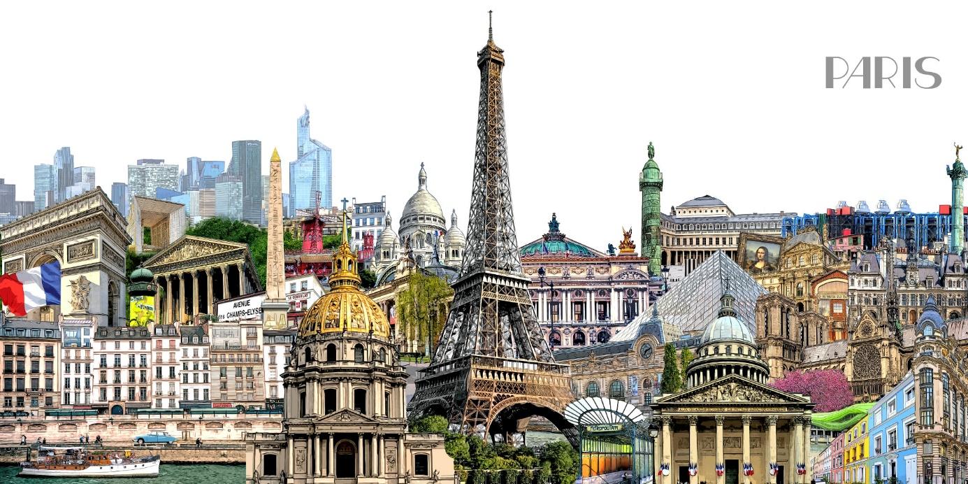 Size: 1200 x 600 mm | Print Type: Fine Art Print | Price: € 99.00 Photo art Paris  collage | artistic collage of Paris's landmarks - artistic Images and  print-art