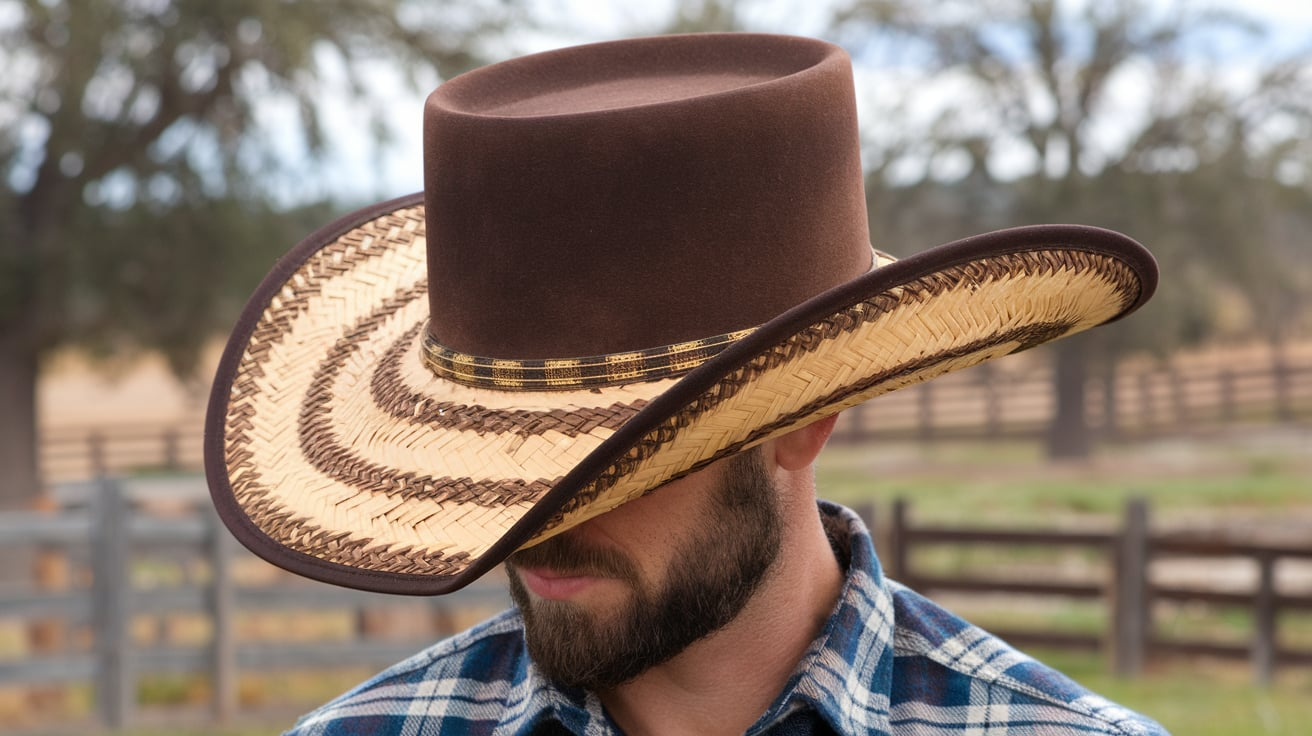 style of western hat with brim parallel to front