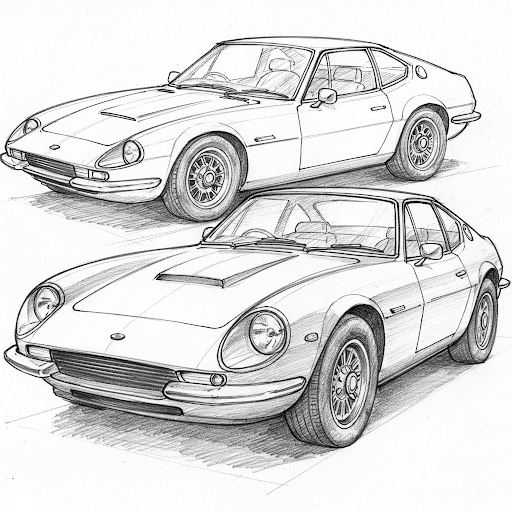 AI image-to-image model turns a sketch into a detailed, colored car.