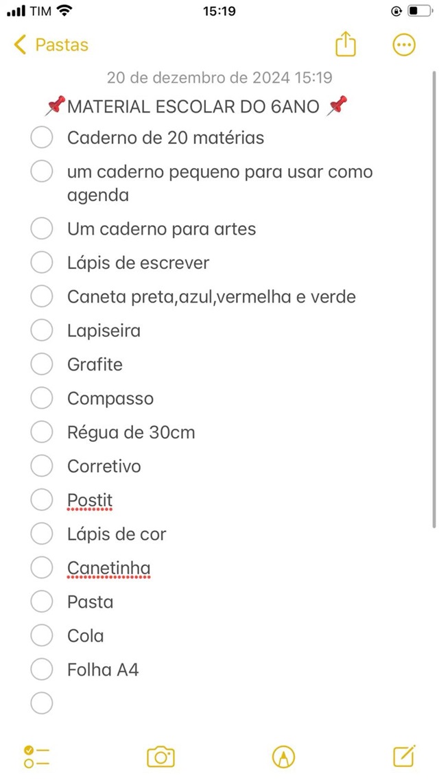 Lista de material escolar ensino fundamental I