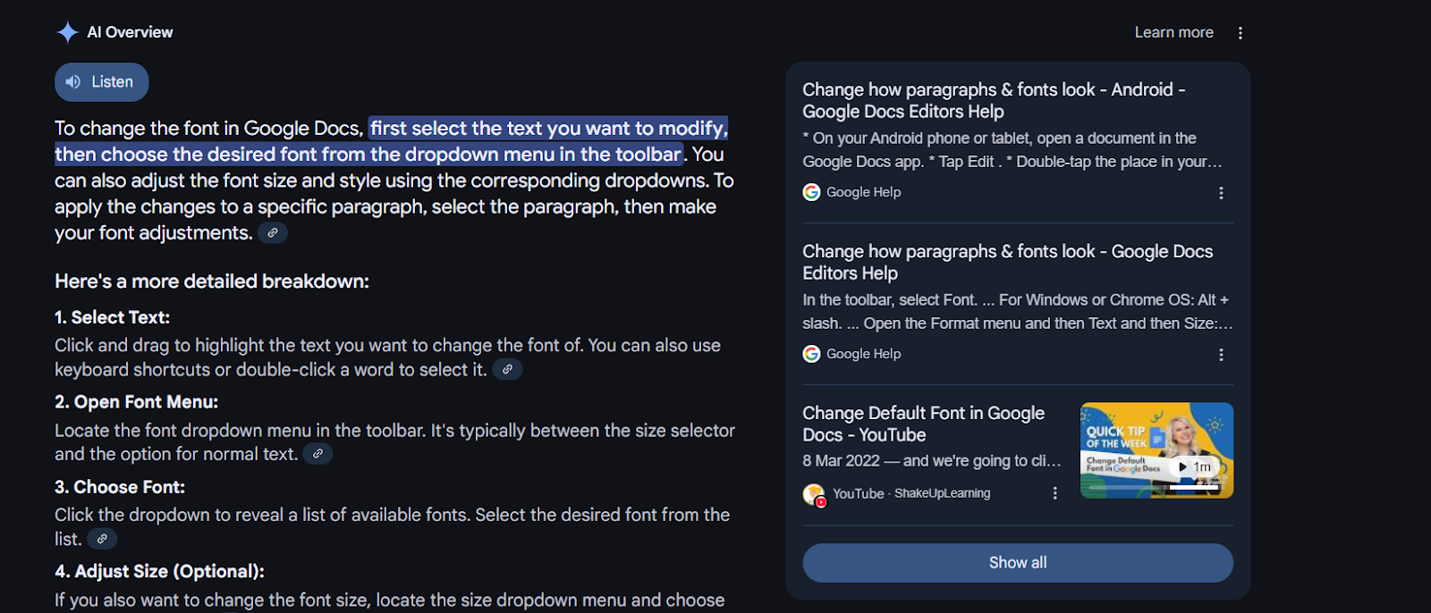 An example of Answer Engine Optimization (AEO)