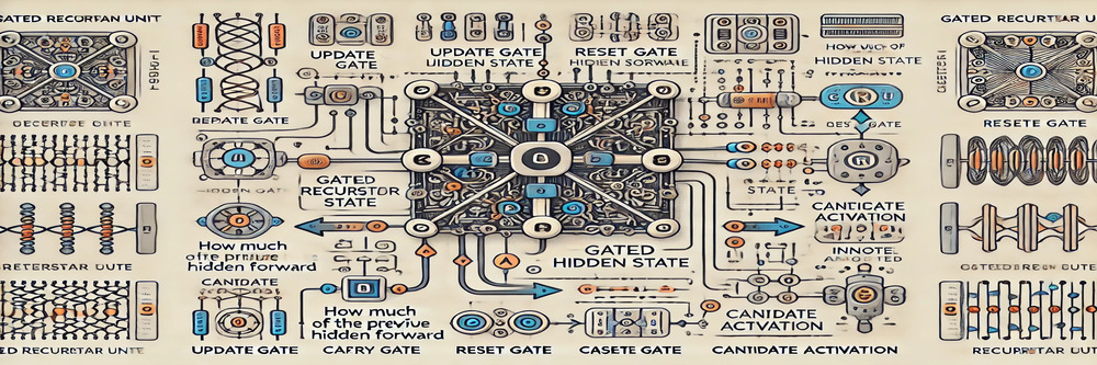 Diagram of GRU architecture with gates and activation.