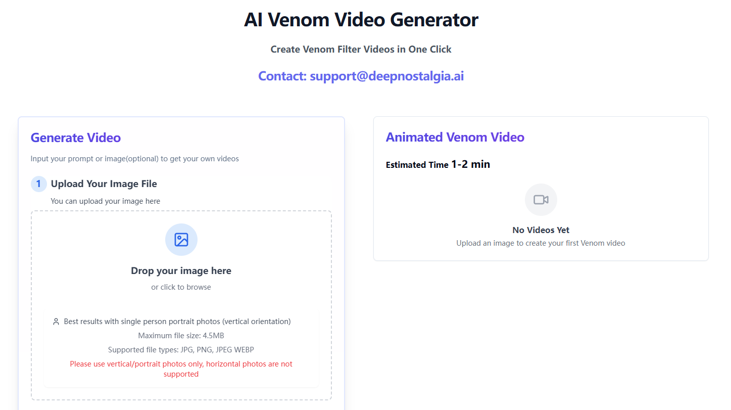 Old Photo AI Venom Video Generator - Create Prompt to Venom AI Art Photos & Videos