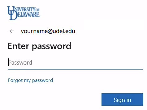 This image is of the space where you enter your UD Password to login.