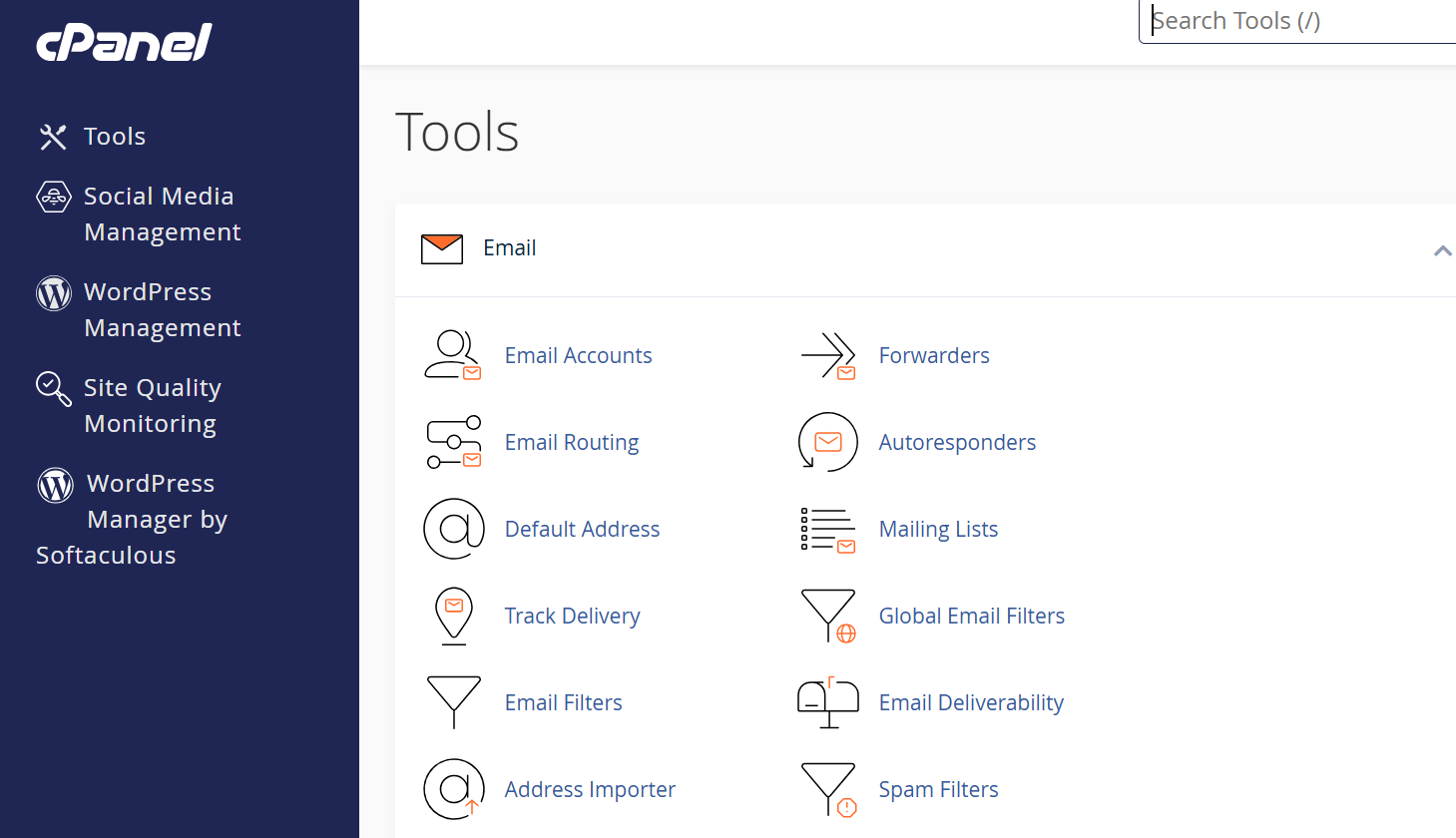 a screenshot of cpanel dashboard