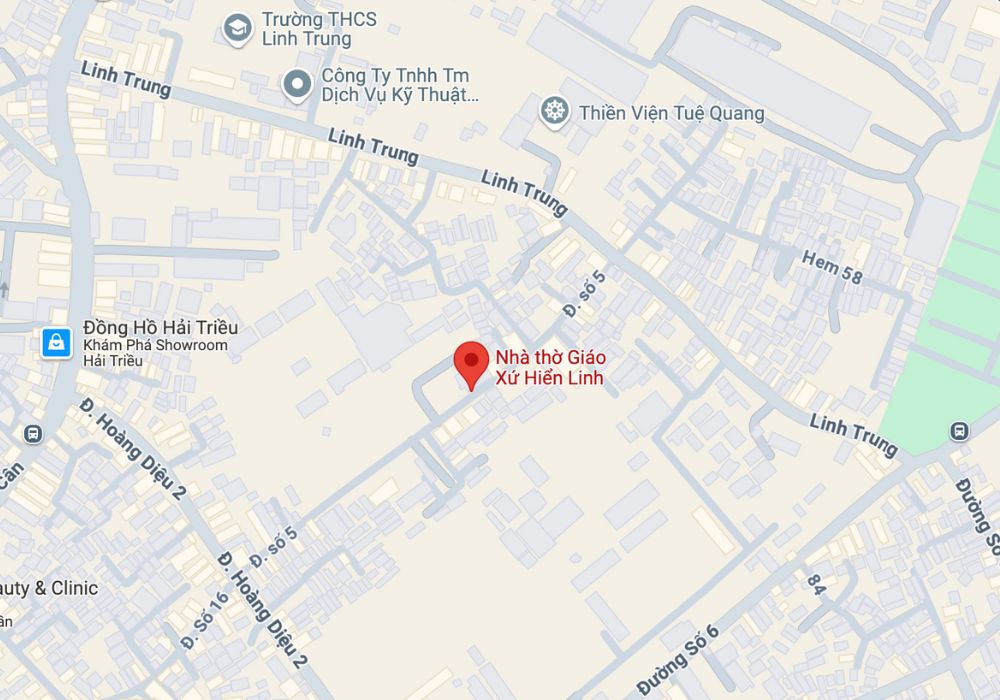 Vị trí của Giáo xứ Hiển Linh trên bản đồ (Ảnh: Google Maps)