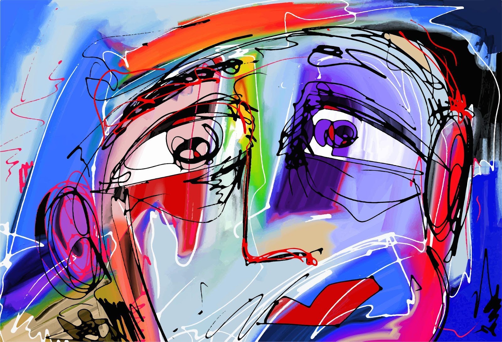 Abstract digital painting of human face