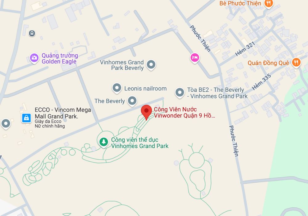 Vị trí của Công viên nước Quận 9 trên bản đồ (Ảnh: Google Maps)