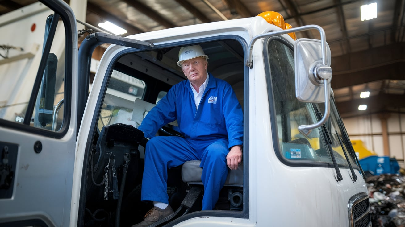 Trump in garbage truck today