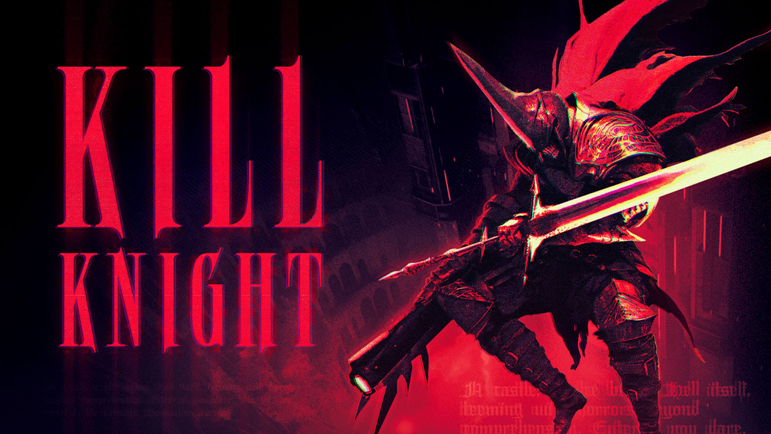 Kill Knight key art. Features the key knight with a pointed helmet and large sword.