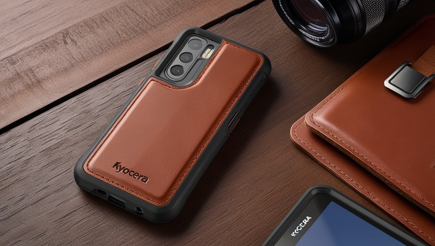 Kyocera Flip Phone Case Brown Leather DuraXV