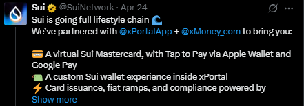 Sui Mastercard partnership