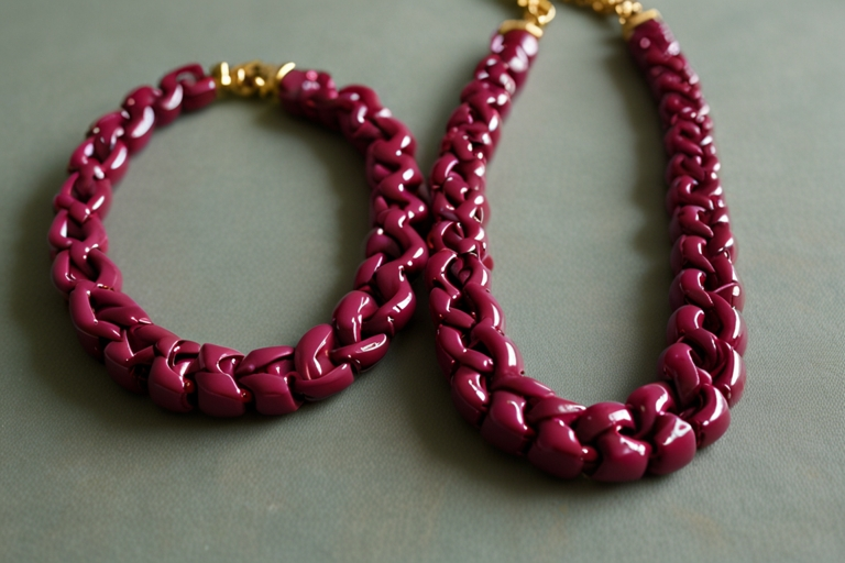 J Crew Raspberry purple Enamel Link Strand Necklace