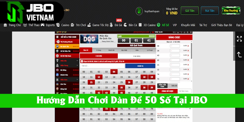 Chỉ dẫn người chơi tham gia dàn đề 50 số tại JBO