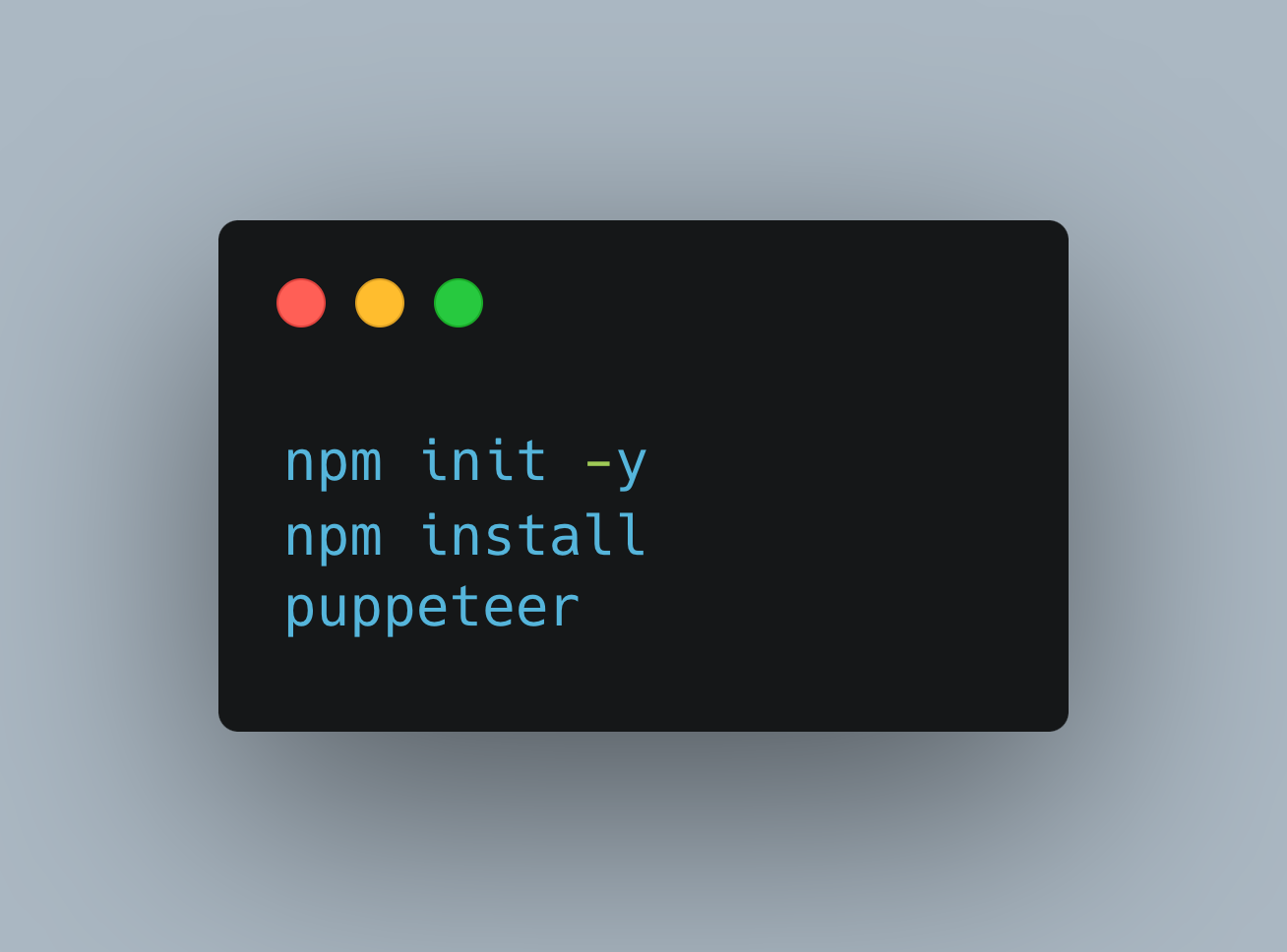 Initialize a new Node.js project and install Puppeteer